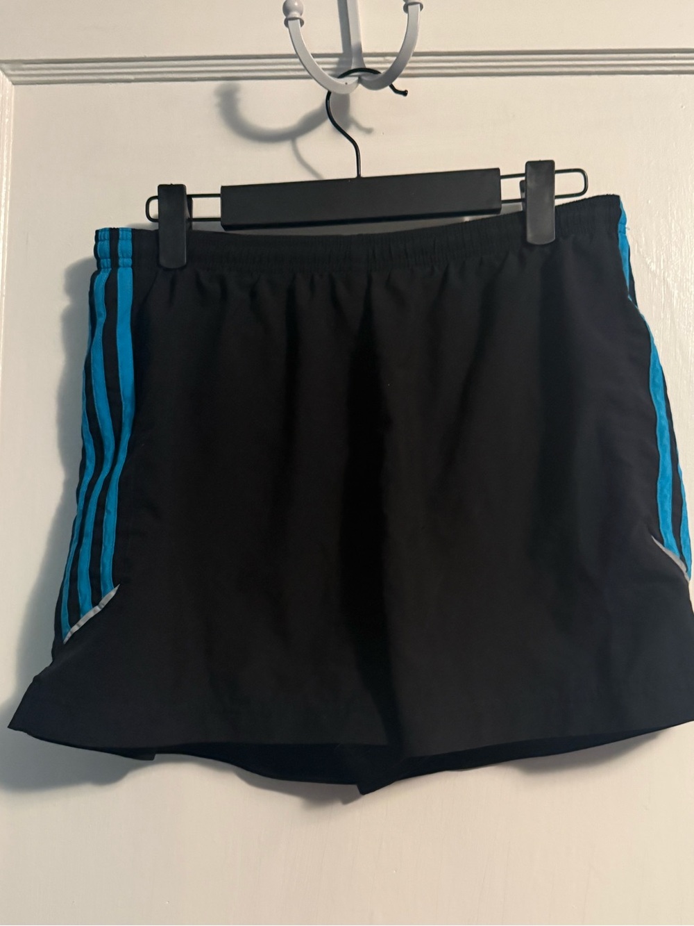 adidas Black Athletic Shorts with Teal Side Trim